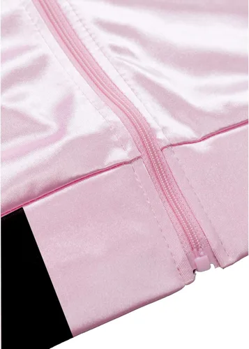 Vista 2 de INTERMING Chaqueta de satén rosa para niñas de los años 50 S chaqueta de satén rosa para Halloween disfraz de niña pequeña talla 6-14