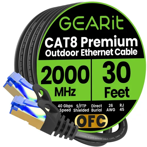 Vista 9 de GEARit - Cable Ethernet Cat8 de 25 pies, color negro, Cat 8, 40 Gbps, 2000