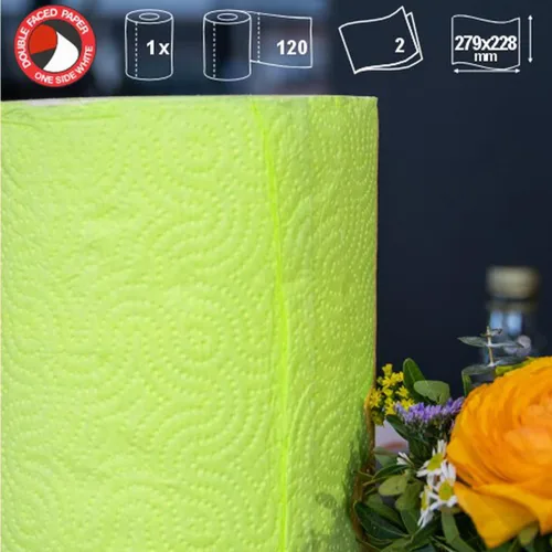 Vista 2 de Renova Toalla de papel verde Jumbo Rollo de 2 capas 120 hojas altamente absorbentes