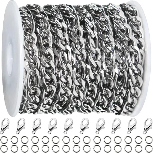 Vista 13 de Jishi Cadena de serpiente de oro de 33 pies de 0.047 in, cadenas para hacer joyas, collares, pulseras, suministros de joyería, hallazgos – Rollo