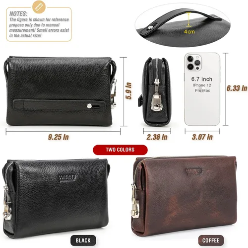 Vista 31 de Funda de piel de grano superior para hombre y mujer, múltiples bolsillos/ranuras, RFID de gran capacidad para tarjetas, cheques, dinero, pasaporte