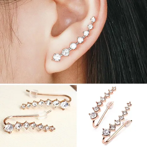 Vista 5 de Aretes tipo ear cuff con diamantes Cubic Zirconia hipoalergénicos