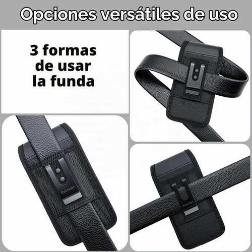 Vista 6 de Stronden Funda de cierre magnético para Samsung Galaxy S26, S25, S24, S23, S22, S21, S20, S10, S9, A10e, A01 – Funda de cuero para cinturón