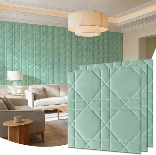 Vista 15 de Paneles de pared 3D de terciopelo para decoración de pared interior despegar y pegar, paneles de pared 3D con textura geométrica insonorizada