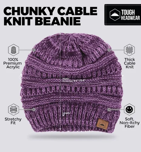 Vista 3 de Gorro de punto para mujer, cálido y suave, elástico, para clima frío de Tough Headwear