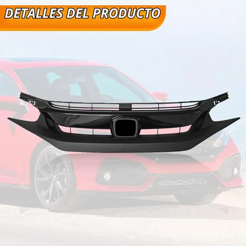 Vista 3 de Rejilla delantera de malla negra mate para defensa delantera Compatible con Honda Civic 2019 2020 2021