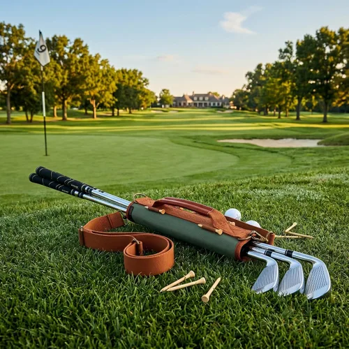 Vista 7 de TOURBON Bolsa de lona ligera para palos de golf con correa para el hombro Holds 4-5 Clubs, Golf Bag for Driving Range Sessions, Par 3 Courses