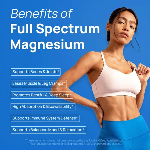 Vista 2 de Complejo de magnesio 18 en 1 para mujeres y hombres Suplemento de magnesio liposomal con glicinato, citrato, malato, taurato, D3 y K2 Alta