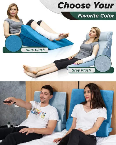 Vista 5 de Lunix Funda de repuesto para LX8 Juego de almohada de cuña de 2 capas, espuma no incluida, color azul