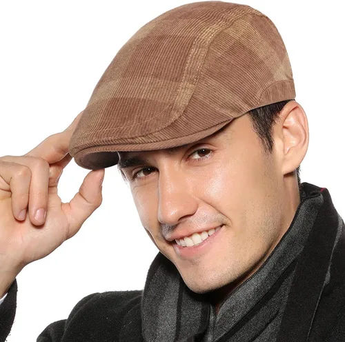 Vista 8 de Panegy Sombrero de periódico para hombre, gorra plana de piel sintética, sombrero de boina ajustable, sombrero de hiedra para conducir golf al aire