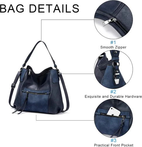 Vista 4 de Realer - Bolsa hobo para mujer, grande, cruzada, al hombro