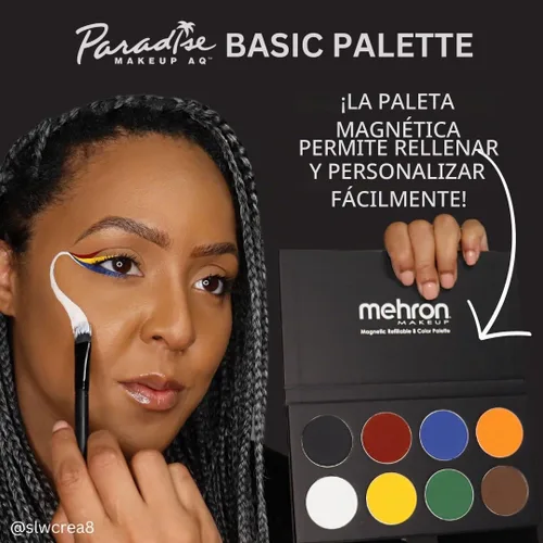 Vista 5 de Paleta de pinturas faciales con 8 colores de Paradise Makeup Aq, 56g, Multicolor Básico
