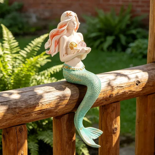 Vista 7 de Teaeeno Decoraciones únicas de pecera de sirena, decoración de acuario de Rosa
