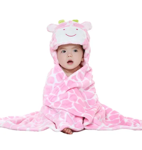 Vista 10 de TONWHAR Manta con capucha de cara de animal para bebés y niños de 0 a 4 años, manta de felpa para después del baño (caballo azul)