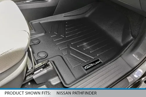 Vista 3 de SMARTLINER Alfombrillas de suelo de ajuste personalizado, 3 filas y forro de carga detrás de la tercera fila, color negro, compatibles con Nissan