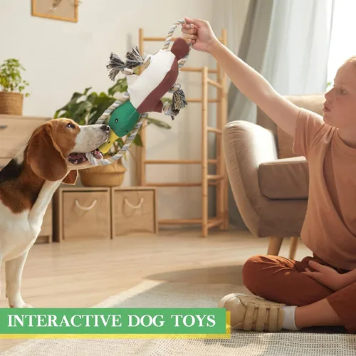 Vista 6 de Letsmeet Juguetes de Pato Actualizados para Perros para Masticadores Agresivos Juguetes para Cachorros con Papel Crujiente y Chirriador, Juguetes