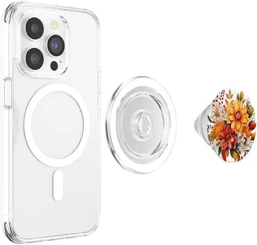Vista 4 de Linda flor de otoño sublimación Clipart Hojas de otoño PopSockets MagSafe PopGrip para iPhone