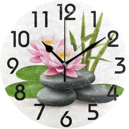 Vista 12 de Reloj de pared redondo retro de otoño con dos gnomos y calabaza de 10 pulgadas, funciona con pilas, reloj de escritorio analógico silencioso sin