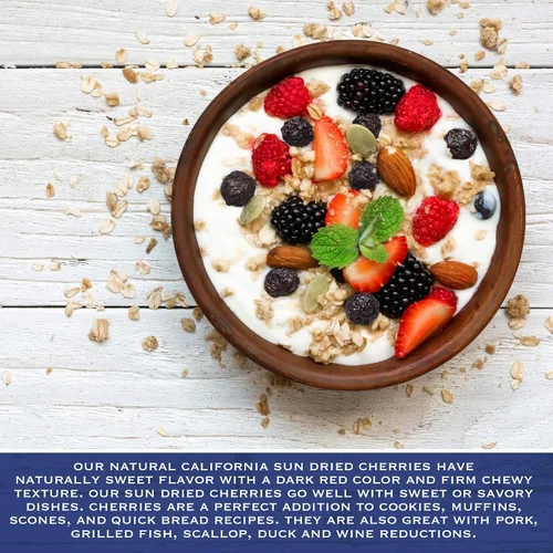 Vista 4 de Traina Home Grown CA - Frutas secas de cerezas naturales secas al sol (2 libras / 32 onzas) Healthy Snack – Premium Ingredient – California Grown