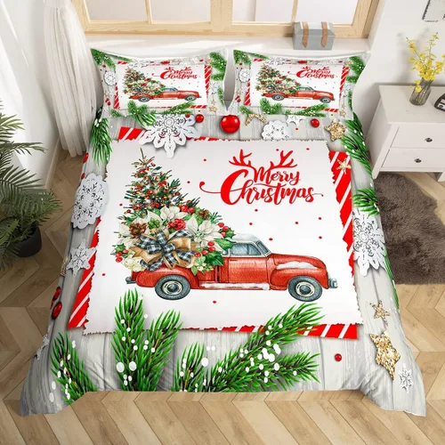 Vista 52 de Feelyou Juego de ropa de cama de Navidad gris para niños, tamaño individual, funda de edredón enana de Navidad para niños, niñas, adolescentes