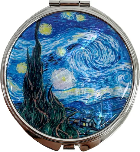 Vista 11 de Espejo de doble aumento compacto para maquillaje portátil, estilo cosmético, plegable, de bolsillo, diseño único de madreperla (flor de almendra)