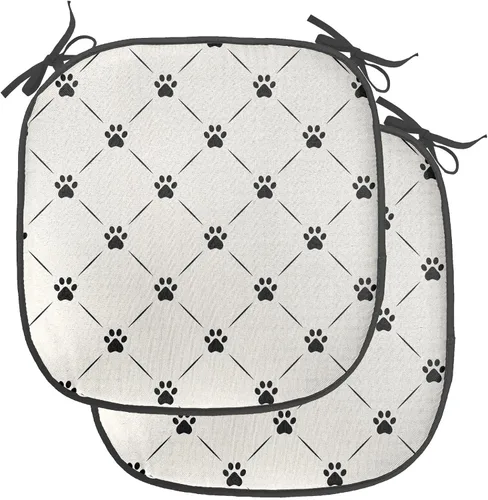 Vista 21 de Ambesonne Cojín de asiento para silla de flores, detalles florales con hojas y remolinos, estampado artístico romántico y vívido y vibrante