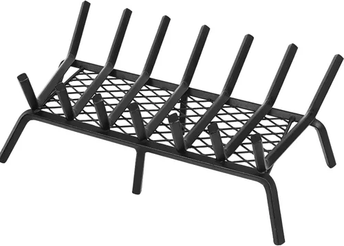 Vista 11 de G GOOD GAIN Rejilla para chimenea con retenedor de brasas, de 15.5" de hierro fundido resistente para interiores, chimenea, hogar, estufa de leña