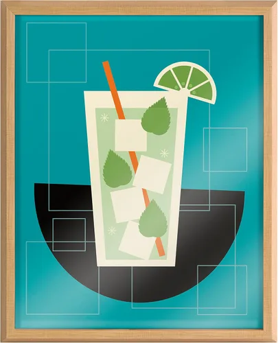 Vista 2 de Kate and Laurel Blake Mojito - Arte de pared de vidrio impreso enmarcado por Amber Leaders Designs, 16 x 20 pulgadas, natural, arte moderno
