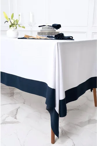 Vista 19 de Solino Home Mantel 100% lino, 60 x 120 in, borde negro y natural