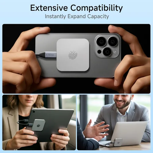 Vista 4 de fanxiang SSD portátil magnético de 2 TB, SSD externo con USB 3.2 Gen 1 tipo C y anillo magnético, almacenamiento compacto para iPhone 16/15