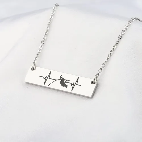Vista 5 de Collar con colgante de latido del corazón para hombre, bóveda de regalo, para hombre, bóveda de bóveda, entrenador, joyería, regalo de pista y campo