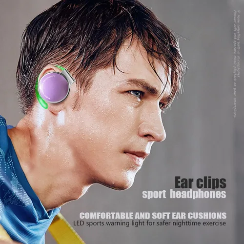Vista 5 de Auriculares inalámbricos con ganchos para las orejas con clip Bluetooth 5.3 en la oreja, auriculares inalámbricos de oreja abierta, auriculares