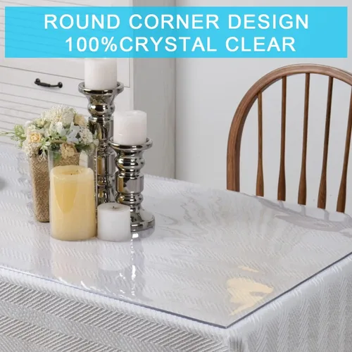 Vista 6 de Cubierta larga de plástico transparente para mesa de boda, cubierta de vinilo de cristal, cubierta protectora de mesa de PVC, impermeable