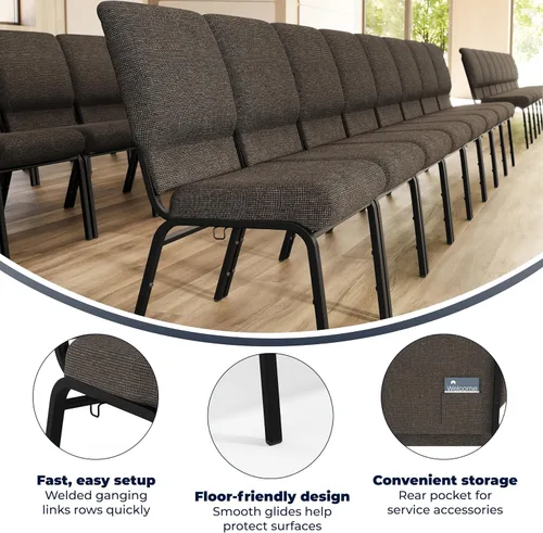 Vista 4 de Advantage Fossil - Silla de iglesia de 20.5 pulgadas de ancho