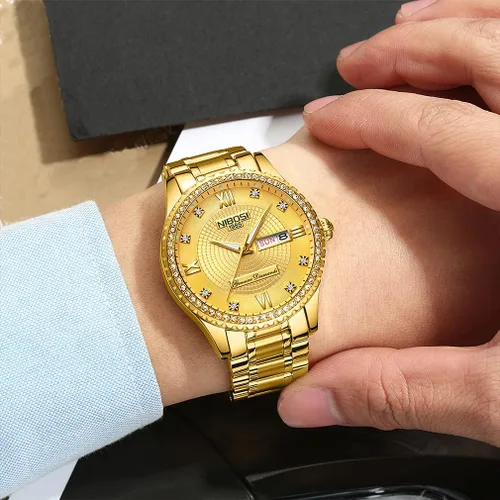 Vista 5 de NIBOSI Relojes para parejas, diamantes de lujo, para hombres y mujeres, para él y para ella, juego de relojes para marido, esposa, San Valentín