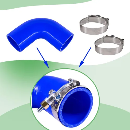 Vista 5 de Manguera de codo de goma de silicona de 90 grados con abrazaderas se adapta a Peterbilt Kenworth Paccar F04-6006