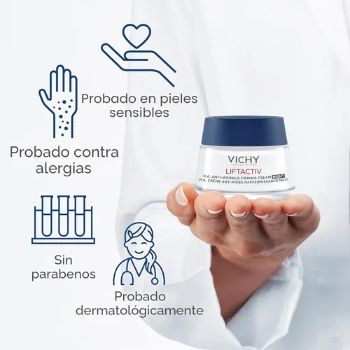Vista 3 de Vichy Liftactiv Night Supreme crema de noche anti-arrugas y reafirmante Hydrating night cream with Vitamin C, glycerin and shea butter to firm and