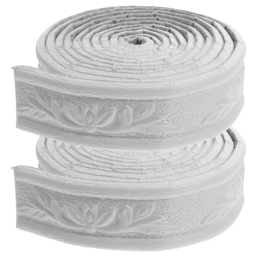Vista 9 de 2 rollos de papel tapiz autoadhesivo con borde autoadhesivo de espuma blanca, líneas de pared decorativas adhesivas, borde de molduras para zócalos