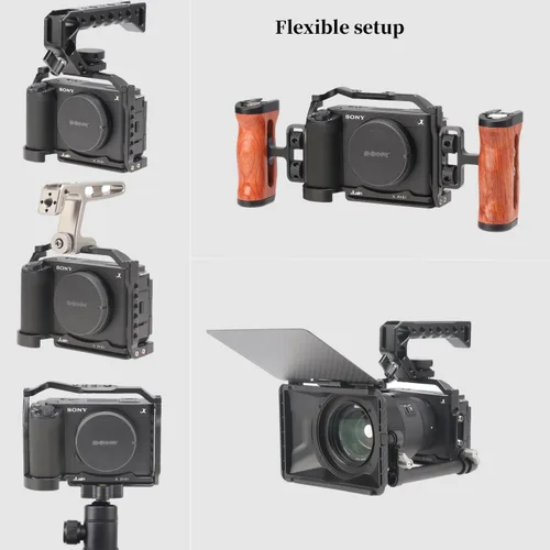 Vista 8 de Fotga Estabilizador de jaula de cámara con mango superior para Sony ZV-E1 sin espejo DSLR cámara video filmmaking, compatible con abrazadera Arca