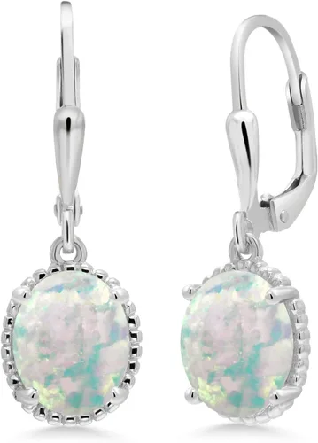 Vista 98 de Gem Stone King Aretes colgantes de gota para mujer, plata de ley 925, piedra natal ovalada de 0.354 x 0.276 in, joyería fina, regalos para ella