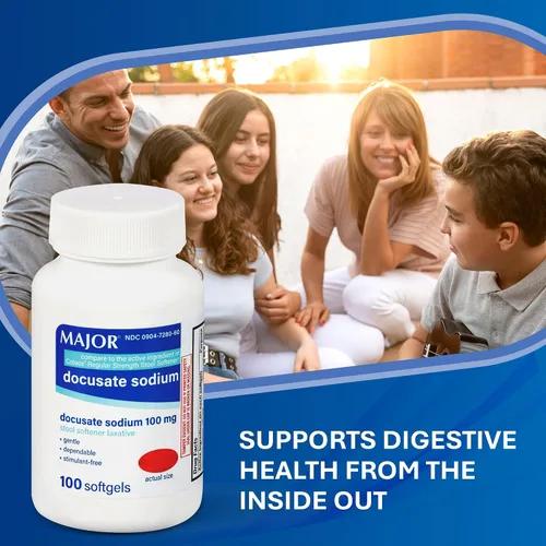 Vista 7 de MAJOR Docusate Sodium 100 mg - Suavizante de heces blandas laxantes para aliviar el estreñimiento - Suavizantes de heces suaves y sin estimulación