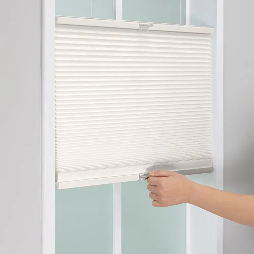 Vista 5 de DEZ FURNISHINGS Persiana Celular Inalámbrica de 1" con Filtro de Luz de Arriba Hacia Abajo y de Abajo Hacia Arriba, 20"W x 64"H, Alabastro