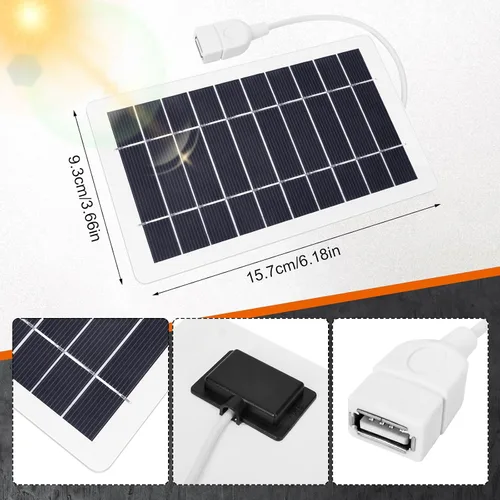 Vista 2 de Cargador de panel solar USB, kit de panel solar portátil de 2 piezas para cámara, carga de teléfono celular, camping, senderismo, viajes al aire