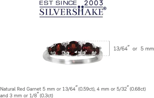 Vista 34 de Silvershake Anillo de plata de ley 925 chapada en oro blanco o amarillo con piedra natal de 5 piedras para mujer Azul zafiro creado