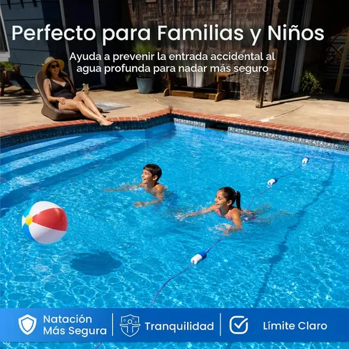 Vista 2 de FibroPool Cuerda de seguridad para piscina de 100 pies - 33 flotadores