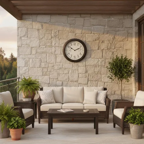 Vista 6 de Westclox Reloj de pared para interiores y exteriores con medidores de temperatura y humedad, resistente a la intemperie, precisión de cuarzo Bronce