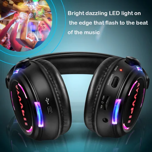 Vista 3 de Auriculares inalámbricos inalámbricos de disco silenciosos RF LED intermitente auricular 10 unidades de auriculares y 1 transmisor 1,640.4 ft