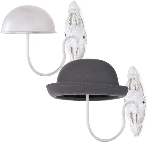 Vista 10 de MyGift 2 soportes para sombreros, soporte para sombreros de vaquero, montado en la pared, organizador de gorra de béisbol, colgador de casco de Negro
