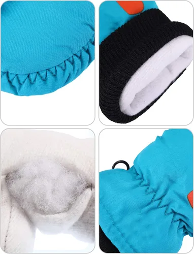 Vista 4 de Guantes de esquí de invierno guantes impermeables con forro de algodón cálido para niños