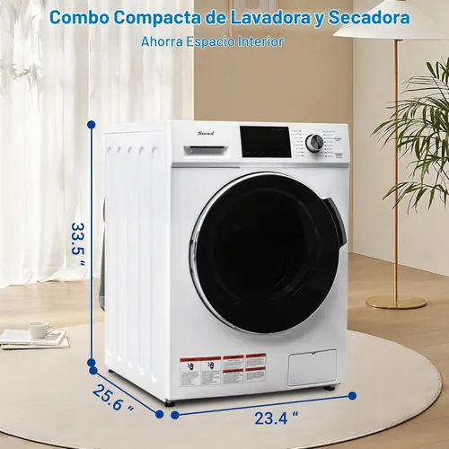 Vista 7 de Combo de lavadora y secadora todo en uno de 2.7 pies cúbicos, secadora compacta sin ventilación de 24 pulgadas con gran capacidad de 26.7 libras